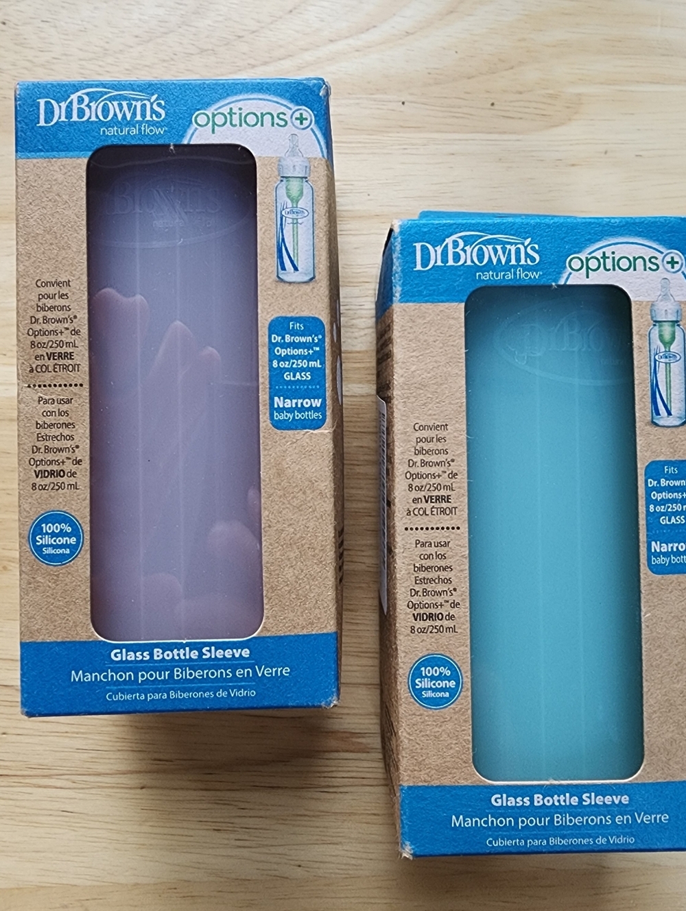 Dr. Brown's Glass 8oz Narrow Bottle Sleeve Blue and Purple Silicone Baby